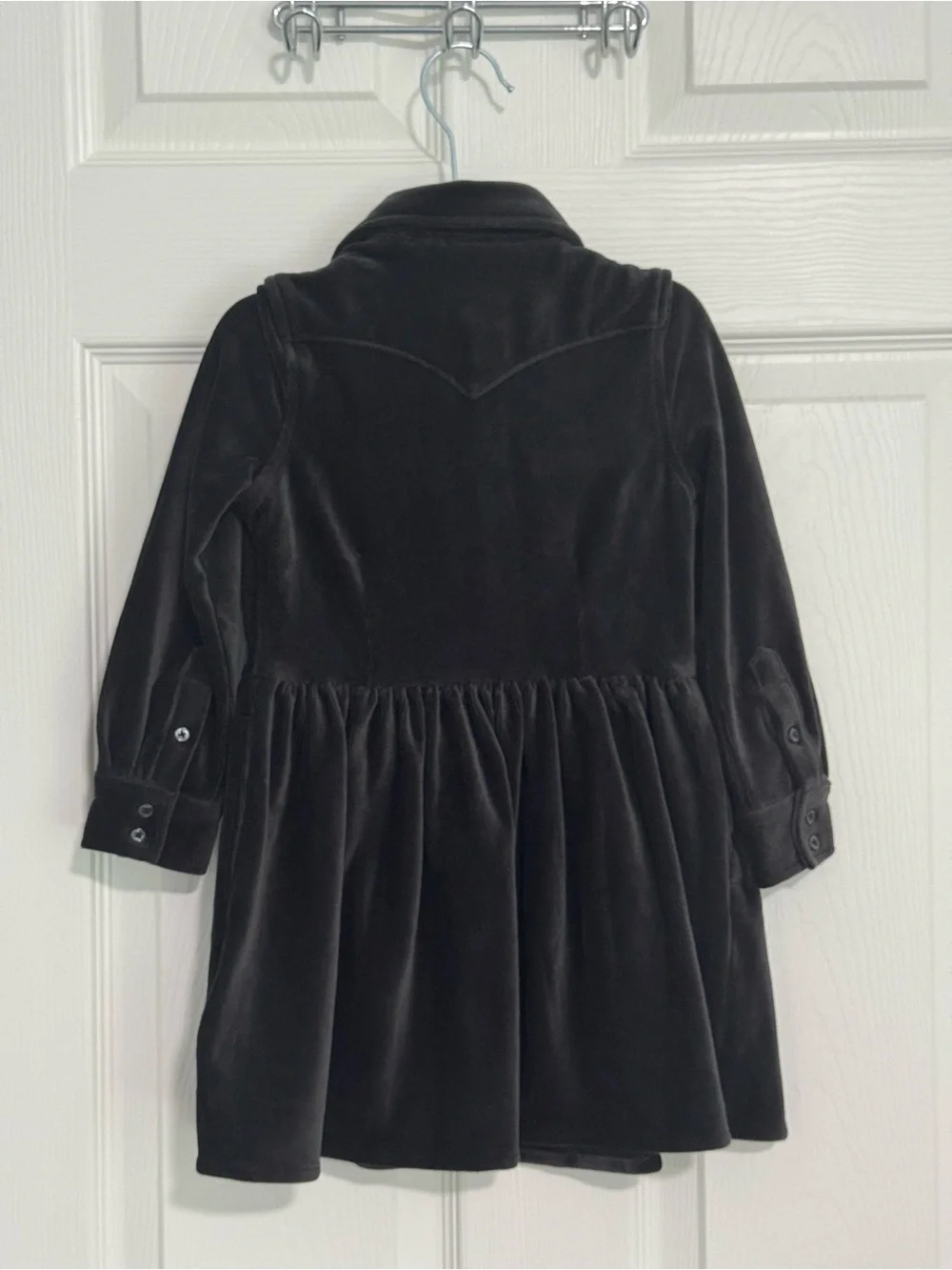 Polo by Ralph Lauren Black Velvet Button-Front Dress